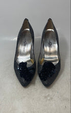 Load image into Gallery viewer, Beverly Feldman Womens Black Glitter Slip-On Pump Heels Size 7.5M