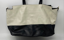 Load image into Gallery viewer, Innue Womens Black White Colorblock Leather Zip Top Buckle Satchel Handbag