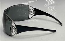 Load image into Gallery viewer, Authentic Giorgio Armani Women's Gunmetal Black Crystal Logo Shield Sunglasses