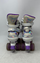 Load image into Gallery viewer, SHDSL Kids White Purple Ratchet Buckle 4 Wheels Roller Skates Size Small