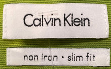Load image into Gallery viewer, Calvin Klein Mens Green Cotton Non-Iron Slim Fit Dress Shirt Size 16 32/33