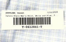 Load image into Gallery viewer, Calvin Klein Mens White Blue Plaid Cotton Slim Fit Non-Iron Dress Shirt Size L