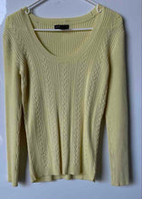 Load image into Gallery viewer, New York & Company Womens Yellow Knitted Ribbed Pullover Sweater Size M