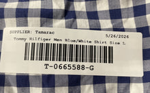 Load image into Gallery viewer, Tommy Hilfiger Mens Blue White Check Long Sleeve Collared Dress Shirt Size Large