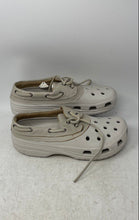 Load image into Gallery viewer, Crocs Unisex Classic Beige Leather Closed Toe Lace-Up Boat Shoes Size M 7 W 9