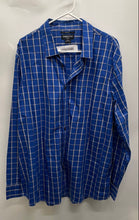 Load image into Gallery viewer, Claiborne Mens Blue Check 80'S 2-Ply Slim Fit Long Sleeve Button-Up Shirt Sz XXL