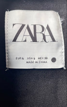 Load image into Gallery viewer, Zara Womens Black Long Sleeve Studded Collared Denim Jacket Size Large