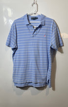 Load image into Gallery viewer, Polo Ralph Lauren Mens Light Blue White Striped Cotton Polo Shirt Size Large