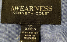 Load image into Gallery viewer, Awearness Kenneth Cole Mens Blue Long Sleeve Slim Fit Dress Shirt Size 15 34/35