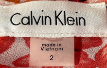 Load image into Gallery viewer, Calvin Klein Womens Orange White Floral Sleeveless V-Neck Fit & Flare Dress Sz 2