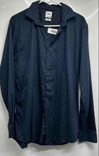 Load image into Gallery viewer, Zara Mens Blue White Printed Long Sleeve Slim Fit Button-Up Shirt Size L