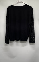 Load image into Gallery viewer, Anne Klein Womens Black Lace Long Sleeve Drop Shoulder T-Shirt Size Large