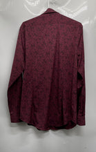 Load image into Gallery viewer, Express Mens Wine Printed Long Sleeve Collared Fitted Dress Shirt Size L