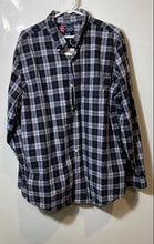 Load image into Gallery viewer, Chaps Mens Blue Plaid Long Sleeve Collared Regular Fit Button-Up Shirt Size XL