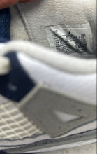 Load image into Gallery viewer, Nike Kids Air Jordan 4 Retro White Navy Blue Gray Lace-Up Sneakers Shoes Size 2Y