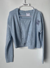 Load image into Gallery viewer, Disney Womens Blue Knitted 2 Piece Cardigan Sweater And Cropped Top Size XS