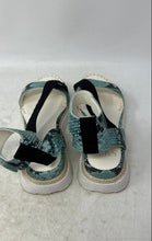 Load image into Gallery viewer, Franco Sarto Womens Darla Teal Snakeskin Print Leather Ankle Strap Sandals Sz 6M