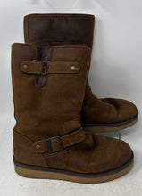 Load image into Gallery viewer, UGG Womens Sutter 1005374 Brown Leather Mid-Calf Buckle Motorcycle Boots Size 8