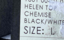 Load image into Gallery viewer, Club Monaco Womens Black White Striped Silk Helen Chemise Blouse Top Sz L w/ Tag