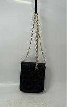 Load image into Gallery viewer, Womens Black Leather Quilted Link Chain Strap Flap Over Crossbody Bag