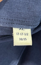 Load image into Gallery viewer, Lucky Brand Mens Navy Blue Collared Slim Fit Dress Shirt Size XL 17-17.5 34/35