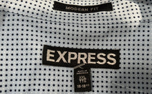 Load image into Gallery viewer, Express Mens Blue Black Polka Dot Cotton Collared Modern Fit Dress Shirt Sz XXL