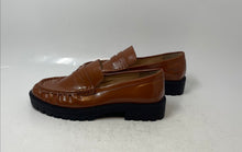 Load image into Gallery viewer, Loft Womens Brown Patent Leather Moc Toe Slip-On Penny Loafer Shoes Size 6