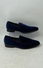 Load image into Gallery viewer, Carlo Morandi Mens Blue Velvet Round Toe Slip-On Loafer Shoes Size 11D
