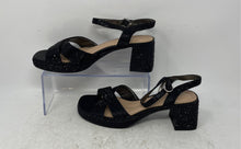Load image into Gallery viewer, Kelly & Katie Womens Liliena Black Sequin Block Ankle Strap Heels Size 8M