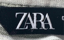 Load image into Gallery viewer, Zara Womens Gray And White Silver Striped Long Sleeve Button-Up Shirt Size XS
