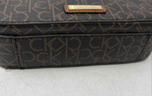 Load image into Gallery viewer, Calvin Klein Womens Brown Monogram Print Faux Leather Zipper Crossbody Purse