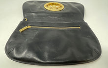 Load image into Gallery viewer, Authentic Tory Burch Womens Reva Black Leather Logo Flap Clutch Purse Damaged