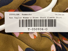 Load image into Gallery viewer, Ann Taylor Womens Brown Floral Print Silk Short Sleeve Blouse Top Size XS