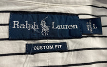 Load image into Gallery viewer, Ralph Lauren Mens White Striped Long Sleeve Custom Fit Button-Up Shirt Size L