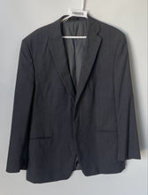 Load image into Gallery viewer, Calvin Klein Mens Gray Striped Long Sleeve Notch Lapel Two-Button Blazer Sz 46R