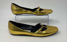 Load image into Gallery viewer, Jeffrey Womens Gold Leather Round Toe Slip-On Ballet Flats Size 38