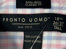 Load image into Gallery viewer, Pronto Uomo Mens Multicolor Gingham Classic Fit Dress Shirt Size 18.5 36/37