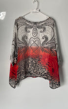Load image into Gallery viewer, Frank Lyman Womens White Floral Animal Print Short Sleeve Poncho Blouse Size 14