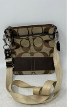 Load image into Gallery viewer, Coach Womens Beige Brown Signature Print Adjustable Strap Zip Top Crossbody Bag