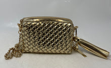 Load image into Gallery viewer, Aldo Womens Braidax Gold Woven Detachable Chain Strap Zip Top Crossbody Bag