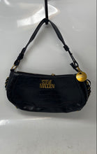 Load image into Gallery viewer, Steve Madden Womens Black Croc Embossed Leather Charm Zipper Shoulder Bag