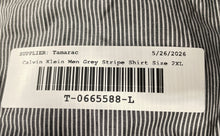 Load image into Gallery viewer, Calvin Klein Mens Gray Striped Slim Fit Stretch Long Sleeve Dress Shirt Size 2XL