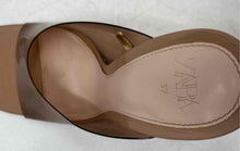 Load image into Gallery viewer, Zara Womens Brown Leather Square Toe Slip-On Transparent Slide Sandals Sz EUR 37