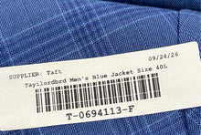 Load image into Gallery viewer, Tailorbyrd Mens Blue Plaid Print Long Sleeve Two-Button Blazer Size 40L