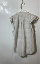 Load image into Gallery viewer, H&M Womens White Black Printed Flutter Sleeve Split Neck Blouse Top Size 2
