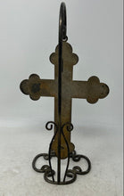 Load image into Gallery viewer, Silver-Tone Company Metal Religious Decor Crossed Crucifix With Stand Ornate