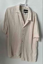 Load image into Gallery viewer, Banana Republic Mens Beige Striped Standard Fit Button-Up Shirt Size Large