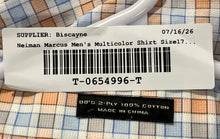 Load image into Gallery viewer, Neiman Marcus Mens Multicolor Plaid Long Sleeve Trim Fit Dress Shirt Size 17.5