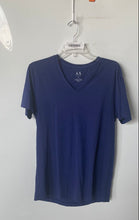 Load image into Gallery viewer, Armani Exchange Mens Blue Cotton V-Neck Short Sleeve Pullover T-Shirt Size M