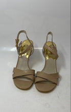 Load image into Gallery viewer, Michael Kors Womens Elisa Beige Leather Charm Ankle Strap Sandals Size 8.5M